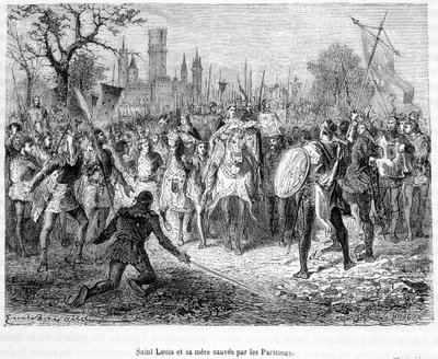 Święty Ludwik i jego matka uratowani przez paryżan - w „Histoire de France populaire” H. Martin autorstwa Unknown artist