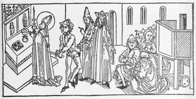 św. Mateusza. Grawer z „Żywotów świętych - część letnia” (Księga świętego) Jakuba (Jakuba) z Voragine (1228-1298). Lubeka 1488. autorstwa Unknown artist
