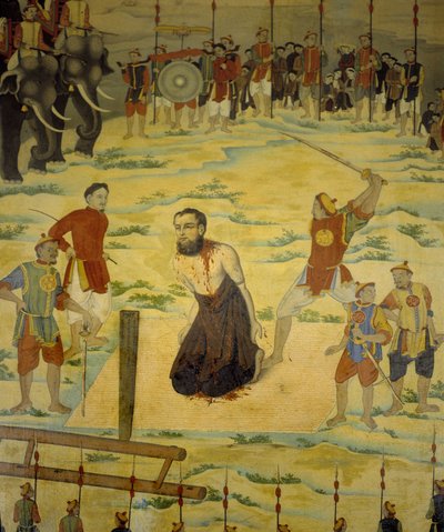 Św. Pierre Dumoulin Borie, męczennik Dong Hoi, Tonkin w 1838 r. Anonimowy obraz z XIX wieku. autorstwa Unknown artist
