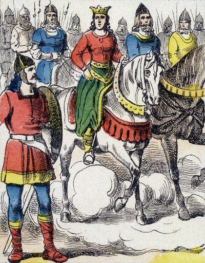 Sainte Clotilde (475-545) uciekł spod kurateli swego wuja Gondebauda, króla Burgundii (480-516), który był mordercą jego rodziny. autorstwa Unknown artist