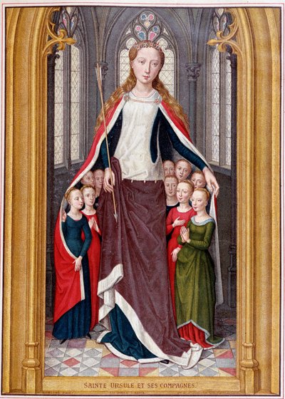 Święta Urszula ukrywa pod płaszczem swoje towarzyszki, po polowaniu na Świętą Urszulę, Brugia, Memling autorstwa Unknown artist