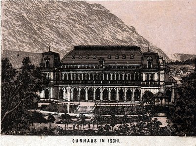 Region Salzkammergut, Austria: widok na Curhaus w Ischl. „” Świat ilustruje 168 poglądów”” Niedatowany (koniec XIX wieku) autorstwa Unknown artist