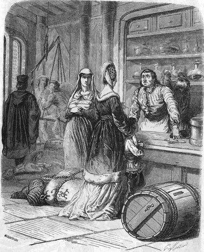 Scena życia codziennego, sklep z XV wieku. autorstwa Unknown artist