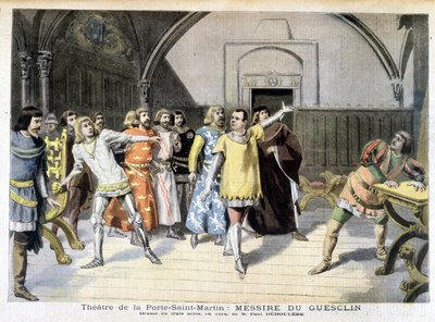 Scena sztuki „Messire Du Guesclin”, dramatu Paula Déleède, grana w teatrze Porte Saint Martin. W czasopiśmie Le petit z dnia 03.11.1895. autorstwa Unknown artist