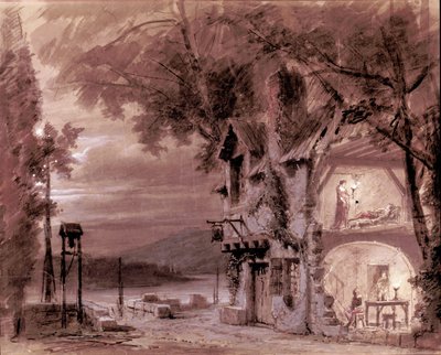 Scenografia Philippe Chaperona do opery „Rigoletto” włoskiego kompozytora Giuseppe Verdiego (1813-1901) do występu w Operze Paryskiej autorstwa Unknown artist