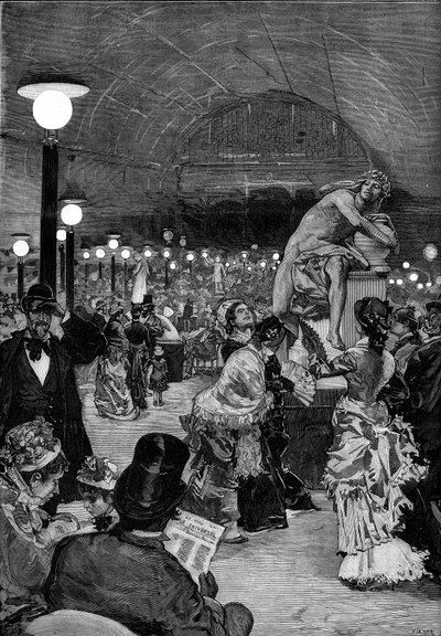 Sala rzeźb w Salonie de 1879 w Palais des Champs-Elysees (Pola Elizejskie) w Paryżu. Grawerowanie w „Le monde słynny”” autorstwa Unknown artist