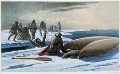 Polowanie na foki: „Polowanie na foki w zatoce” – w „Eksploracji półwyspu Labrador” autorstwa Hind, Londyn autorstwa Unknown artist