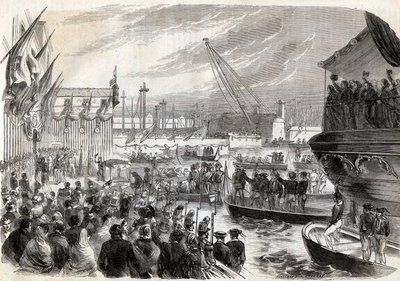 Druga wojna o niepodległość Włoch, kampania włoska 1859: Napoleon III (1808-1873) w Porcie Genów 12.05.1859 - Przybycie Francuzów do Genui, 12 maja autorstwa Unknown artist