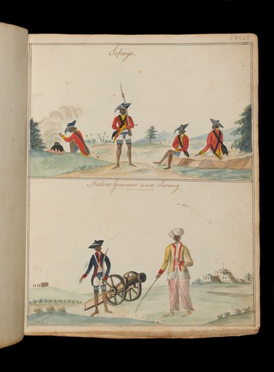 Sepoys, miejscowy kanonier i serang (bosman) autorstwa Unknown artist