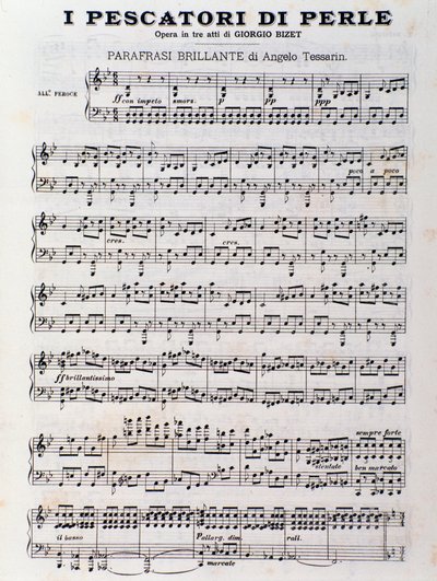 Strona z nutami do Poławiacze pereł, opera Georgesa Bizeta autorstwa Unknown artist