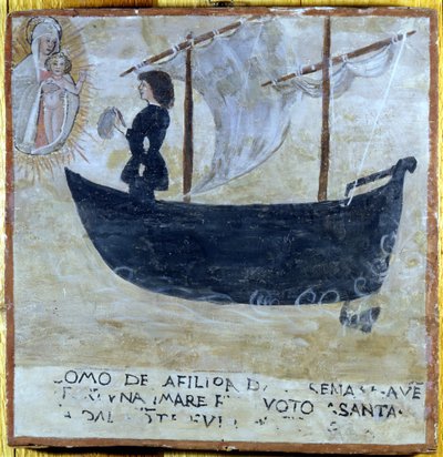 Statek uratowany przed burzą. Ex voto z XVI wieku z Sanktuarium Madonna del Monte w Cesena (Forlí). autorstwa Unknown artist