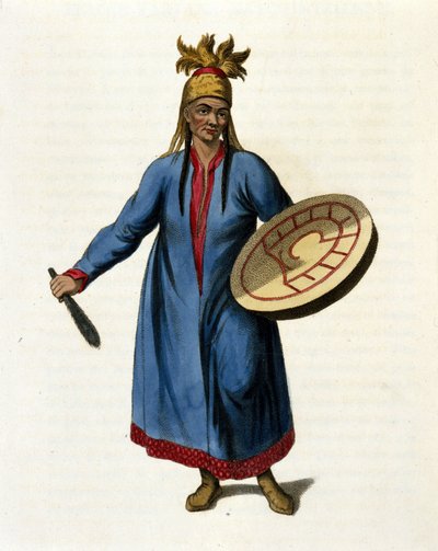 Syberyjski Szaman. Grawerowanie z XIX wieku autorstwa Unknown artist