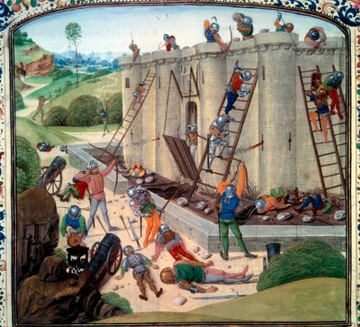 Oblężenie Brześcia (1386 r.). Miniatura w „Kronikach” Jeana Froissarta (Folio 116v) autorstwa Unknown artist