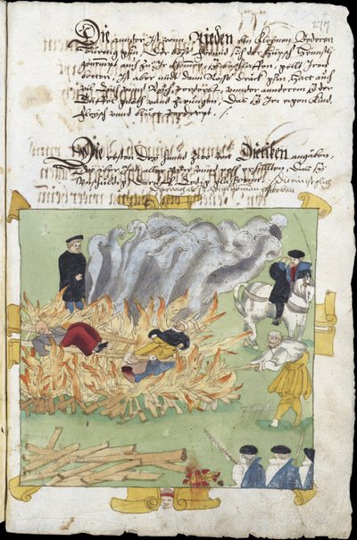 Sorcieres – spalenie trzech wiedźm w Baden 4 listopada autorstwa Unknown artist