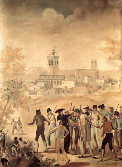 Hiszpańska wojna o niepodległość (1808-1814): aresztowanie obywatela francuskiego blisko Manresy, obraz Anonimowy. autorstwa Unknown artist