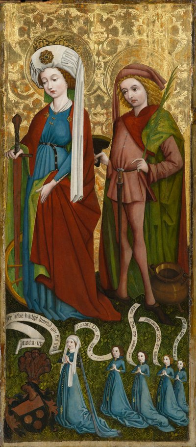 Św. Katarzyna i św. Wita z Anną von Freiberg i jej córkami, ok. 1450 (tempera i olej na desce) autorstwa Unknown artist