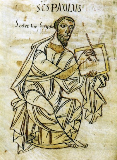 Pismo św.Pawła, z rękopisu listów św.Pawła z początku IX wieku (welin) autorstwa Unknown artist