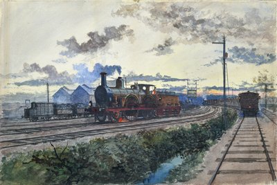 Lokomotywa parowa, ok. 1870 r. (akwarela na papierze) autorstwa Unknown artist