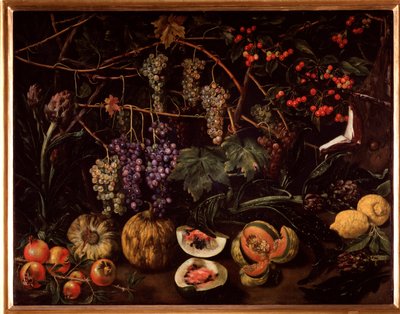 Martwa natura z winogronami i kabaczkami (malarstwo) autorstwa Unknown artist