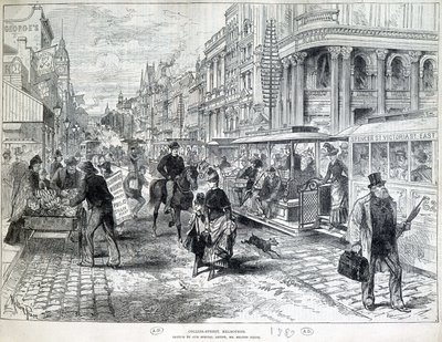 Sceny uliczne, Collins Street w Melbourne w 1889 roku. autorstwa Unknown artist