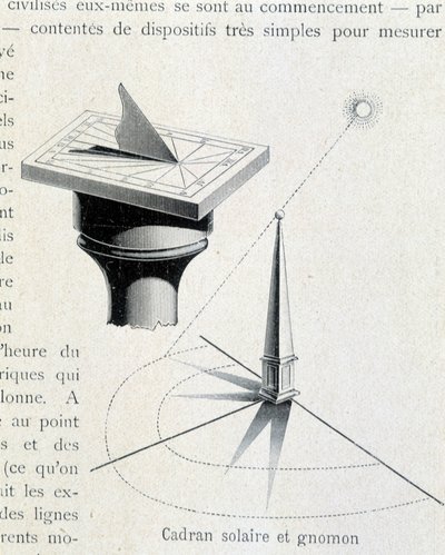 Zegar słoneczny i gnomon (XVII w.) - grawer w „Wszechświecie i ludzkości” Kraemer autorstwa Unknown artist
