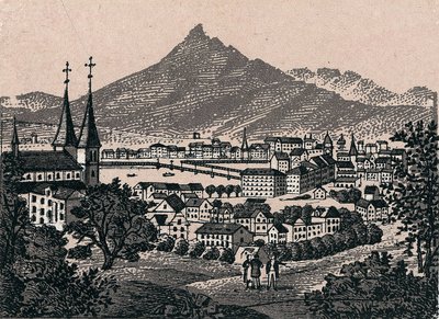 Szwajcaria: widok na miasto Lucerna (Alfalfa). w „” Świat ilustruje 168 odsłon”” Niedatowany (koniec XIX wieku) autorstwa Unknown artist