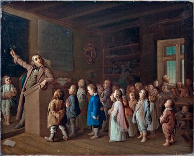 Nauczanie w wiejskiej szkole, Anonim. Olej na płótnie, I poł. XIX w., Państwowe Muzeum Historii Religii, Sankt Petersburg autorstwa Unknown artist