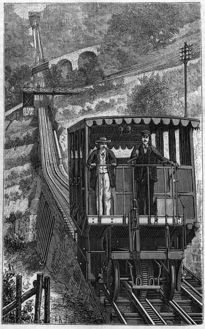 Kolej Territet Glion. Linia Glion w Szwajcarii w 1884 roku. autorstwa Unknown artist