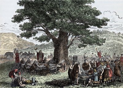Krzyżacy cieszący się świętami - rycina z końca XIX wieku autorstwa Unknown artist
