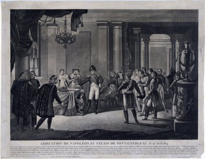 Abdykacja Napoleona w Fontainebleau w dniu 11 kwietnia 1814 (rycina) autorstwa Unknown artist