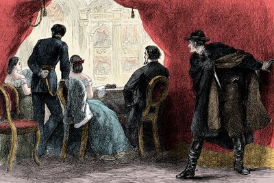Zabójstwo Abrahama Lincolna przez Johna Wilkesa Bootha w Teatrze Forda w Waszyngtonie 14 kwietnia 1865 - Zabójstwo prezydenta Abrahama Lincolna (1809-1865) 14 kwietnia autorstwa Unknown artist