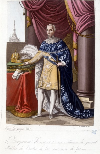 Cesarz austriacki Franciszek I (1768-1835) w stroju wielkiego mistrza Orderu Żelaznej Korony. autorstwa Unknown artist
