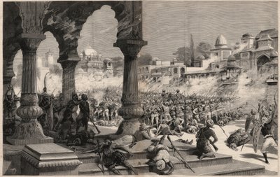 Bitwa pod Manipur - powstania brytyjskich Indian - masakra kolumny około 500 żołnierzy angielskich, wezwanych przez Maharadżaha, którego poddani zbuntowali się w Manipur (terytorium na pograniczu Assamu i Birmy) w Indiach autorstwa Unknown artist