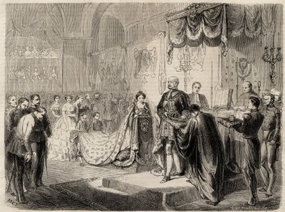 Koronacja Króla Wilhelma I w Królewcu 1861 - Koronacja Króla i Królowej Prus w Kościele Zamkowym Królewiec - Wilhelm I Pruski - 1861 autorstwa Unknown artist