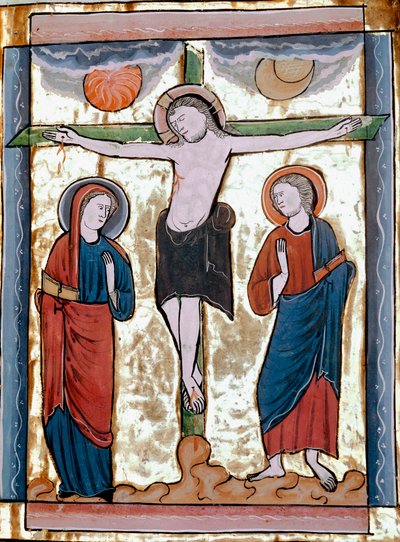 Miniatura Ukrzyżowania zaczerpnięta z "Księgi Psalmów kalendarz um um" lub "Psaltier à l