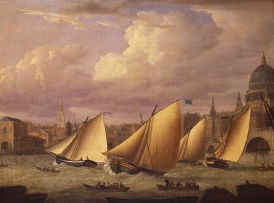 Cumberland Fleet ściga się nad London Bridge, 1782 r autorstwa Unknown