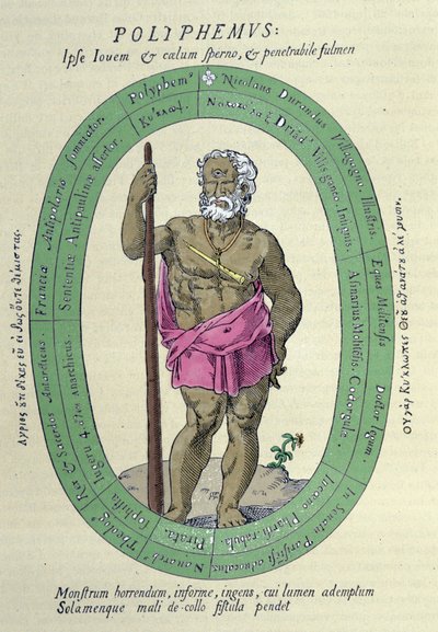Cyklop Polifem (Polyphemus), satyra na Nicolasa Duranda de Villegagnona, francuskiego wojska i odkrywcy (1510-1571) autorstwa Unknown artist