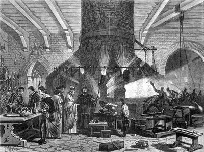 Doża Wenecji zwiedzająca hutę szkła Murano – w „Cudach przemysłu” Louisa Figuier autorstwa Unknown artist