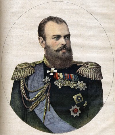 Cesarz (car) Rosji Aleksander III Grawerowanie z 1891 r. autorstwa Unknown artist