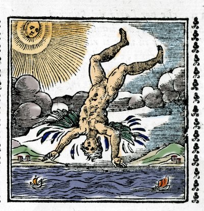 Upadek Ikara - Upadek Ikara. Kolorowa ksylografia. 16 wiek. autorstwa Unknown artist