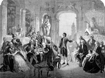 Niemiecki poeta Johann Wolfgang Goethe na dworze margrabiego Fryderyka Badenii. Grawerowanie według obrazu Federico Pechta. autorstwa Unknown artist