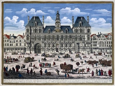 Hôtel de Ville de Paris i jego plac w XVI wieku - grawer autorstwa Unknown artist