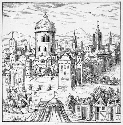 Hugenoci w Amboise, gdzie był król Franciszek II (Zaklęcie Amboise) - w „”Zbiór 39 figurek przedstawiających klęski Francji od 1562 do 1586””; Imprimerie Louisa Perrina autorstwa Unknown artist