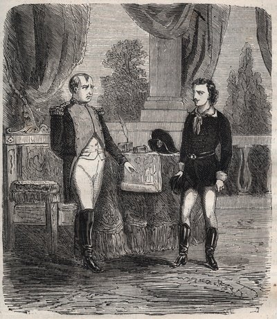 Przesłuchanie Friedricha Stabsa po nieudanej próbie zabójstwa Napoleona I – Friedrich (Frederic) Staps przesłuchuje Napoleona, młodego Niemca, który 12 października próbował zamordować Napoleona autorstwa Unknown artist
