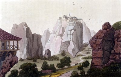 Meteory w Grecji w 1810 r. w „”Stary i współczesny kostium”” Jules Ferrario, wyd. Mediolan autorstwa Unknown artist
