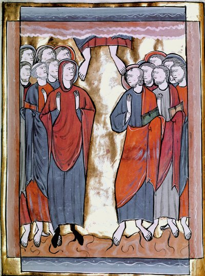 Miniaturowe Wniebowstąpienie zaczerpnięte z „Księgi Psalmów kalendarza um” lub „Psaltier à l