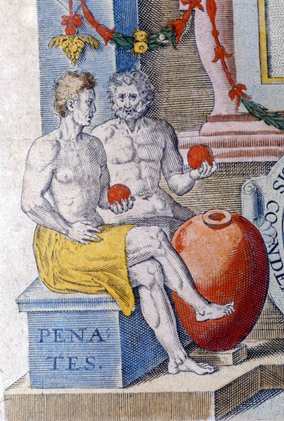 Penaty. (domowi bogowie chroniący miasto lub dom). autorstwa Unknown artist
