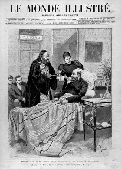 Papież udzielający komunii carowi Aleksandrowi III. „” Świat Ilustrowany””. 10.11.1894. autorstwa Unknown artist