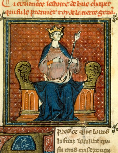 Ryt Hugues Capet (941-996) w 988 r. Miniatura z rękopisu z XIII lub XIV wieku. Paryż, B.N. autorstwa Unknown artist