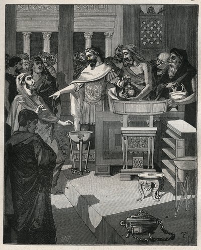 Cesarz rzymski Kaligula (12-41) w brokanterze w rzymskiej Galii. Grawer z 1885 roku w „Les arts et metiers illustres” Adolphe BITARD. autorstwa Unknown artist